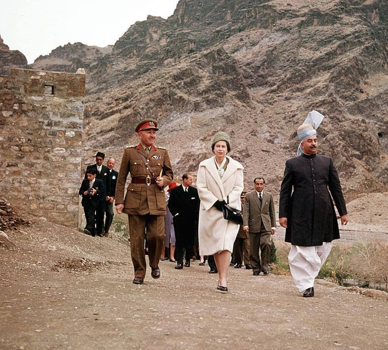 1961, Royal Tour to Pakistan, Queen Elizabeth II is pictured visiting the Khyber Pass