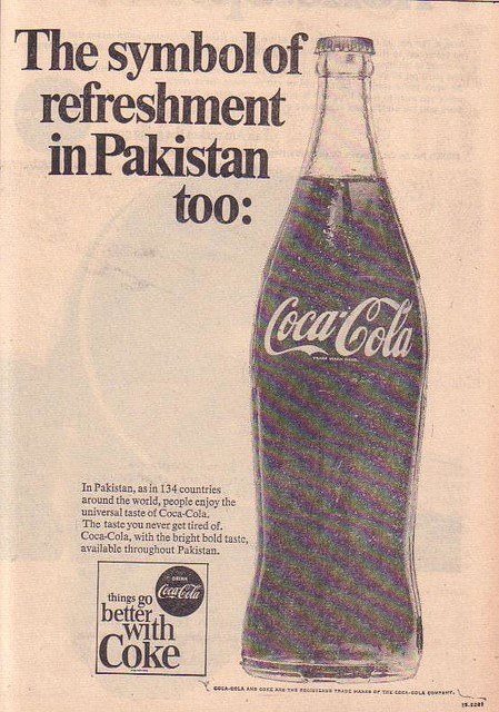 A 1968 press ad of Coca-Cola. This ad also appeared in American newspapers.