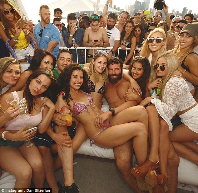 Among his photographs of guns and scantily-clad women in suggestive poses are pictures of more topless women only covered by Bilzerian '16 bumper stickers.