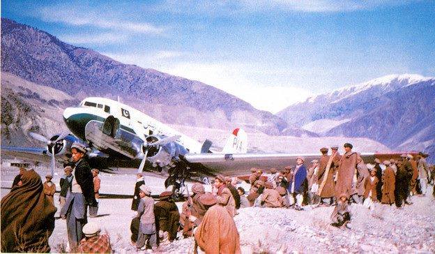 Beautiful and rare colour photo of a PIA Douglas C-47 Skytrain Dakota taken at Chitral Airport on February 18, 1962