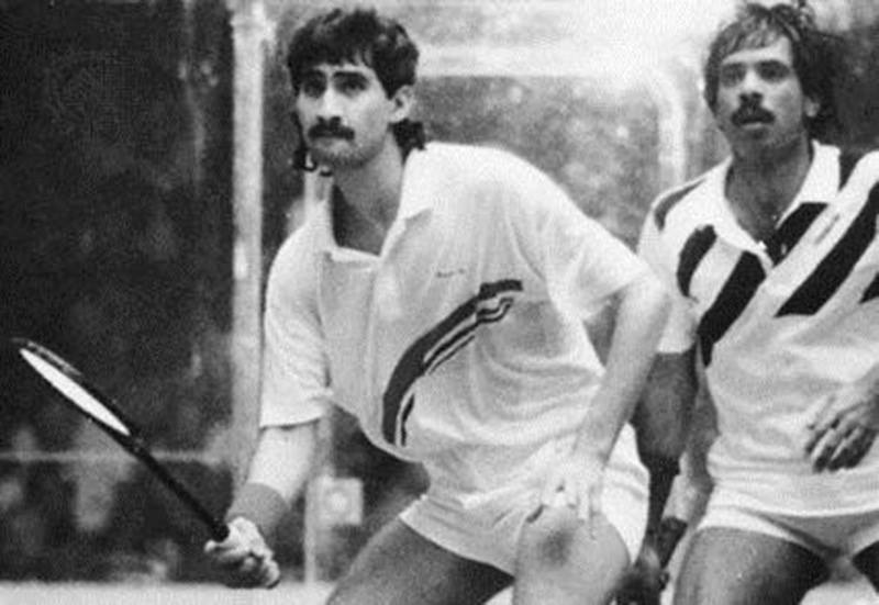Pakistan squash players, Jahansher Khan and Jahangir Khan