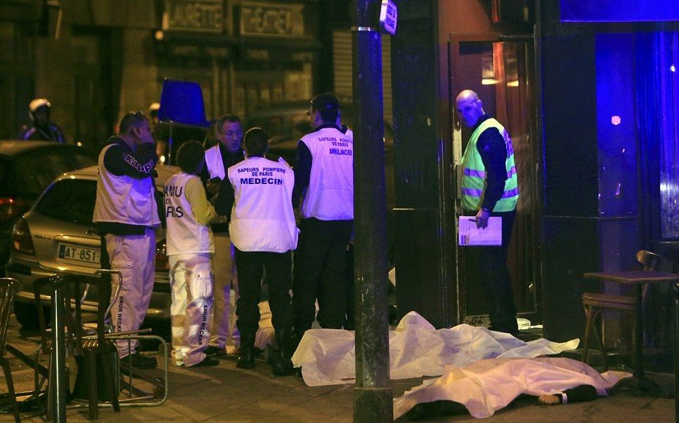Two police officials said at least 11 people were killed in the restaurant shootout in Paris tonight.