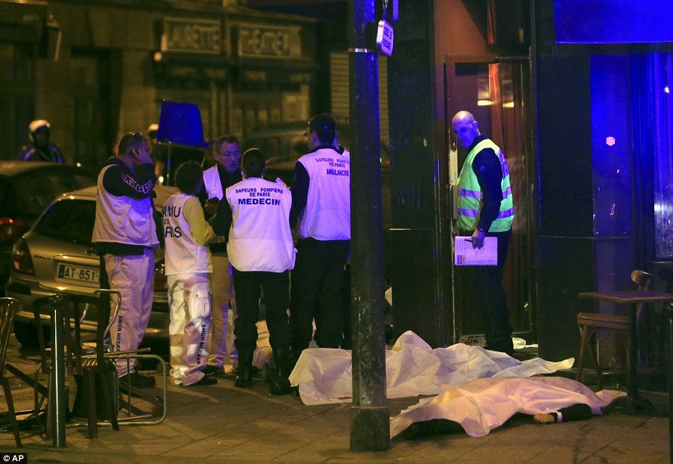 Two police officials said at least 11 people were killed in the restaurant shootout in Paris tonight.