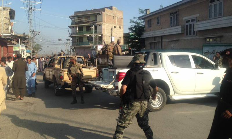 Security forces arrive at the scene